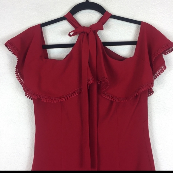 Shoshanna Red Laight Cold Shoulder Dress- GORG!! - Picture 14 of 16